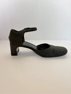 Gucci Vintage Block Heels Tom Ford Mary Jane Pumps Wool Dark Green Size 38